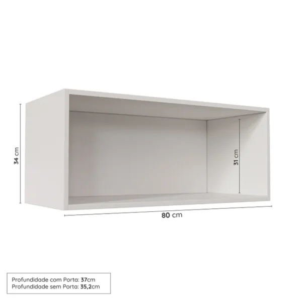 Armário Aéreo Porta Basculante 80cm Arizona CabeCasa MadeiraMadeira Branco/Azul - Imagem 3