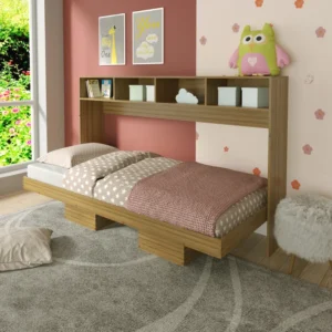 Cama Articulada Horizontal de Solteiro com 6 Nichos CM8020 Amendoa