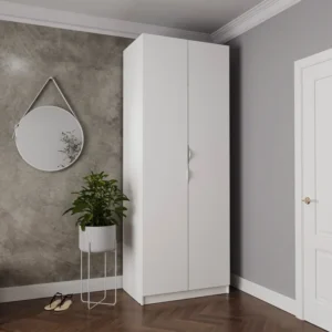 Guarda-Roupa 2 Portas com Cabideiro e 2 Gavetas Hera CabeCasa MadeiraMadeira Branco Geada