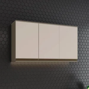 Armário Aéreo 3 Portas 120cm 100% MDF Aurora Duna/Cristal