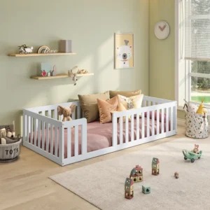 Cama Montessoriana Solteiro Com Grade Giulia Casatema Branco