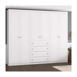 Guarda Roupa Casal Nova York 6 Portas 4 Gavetas Espresso Móveis Branco
