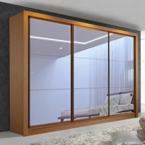 Guarda Roupa Casal Premium Lux 242cm com Espelho 3 Portas 6 Gavetas Espresso Móveis Carvalho