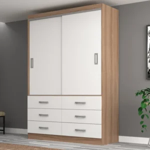 Guarda Roupa Casal 2 Portas de Correr 6 Gavetas Veneza Premium Yescasa Demolição/Branco