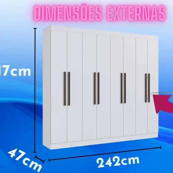Guarda-roupa Casal Mdf Califórnia 60800 8 Portas 4 Gavetas Branco - Imagem 4