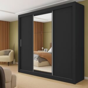 Guarda-Roupa Casal com Espelho 3 Portas 4 Gavetas 185,5cm