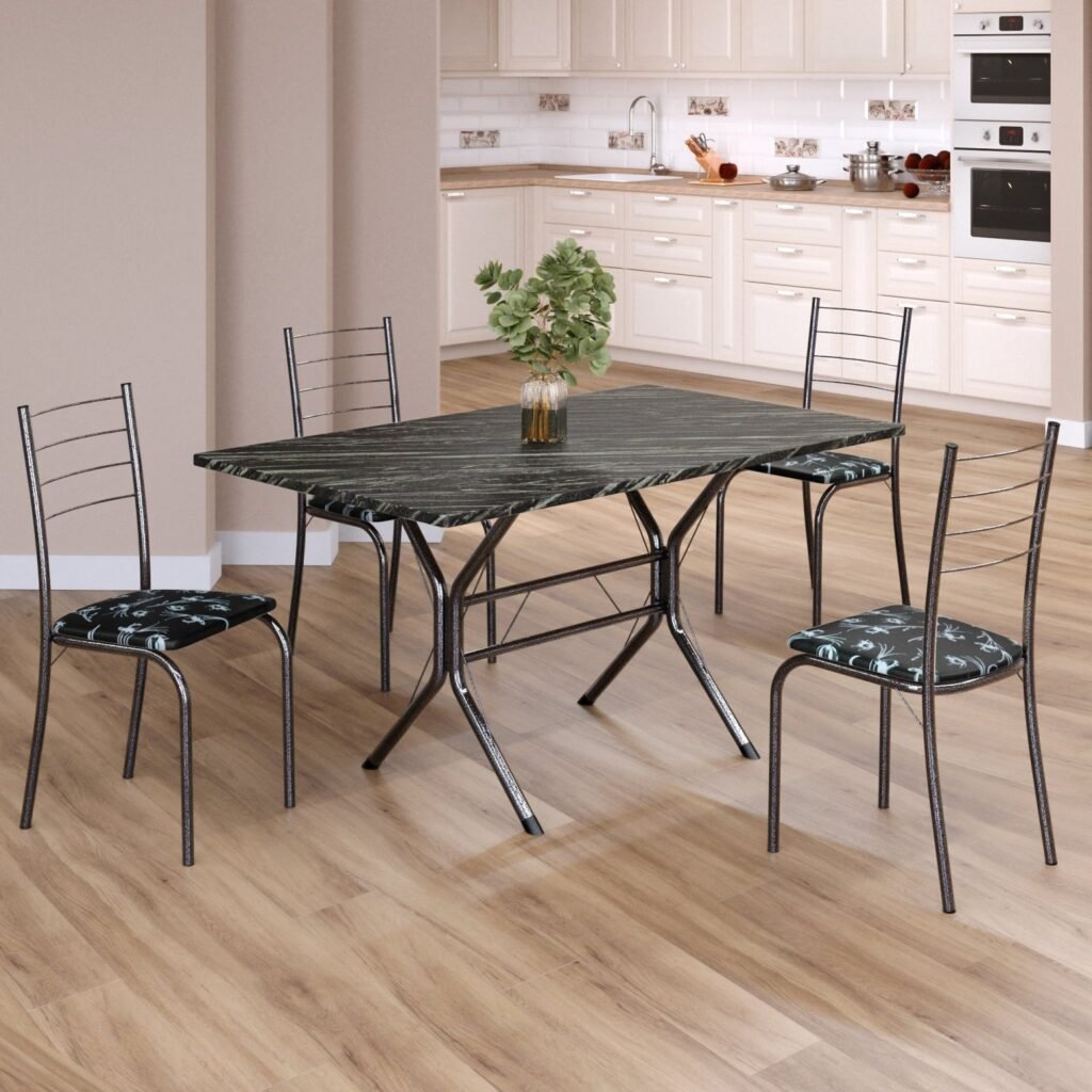 Conjunto Sala de Jantar Mesa Retangular 120x75cm Tampo Madeira Mdp Indiana 4 Cadeiras Rio