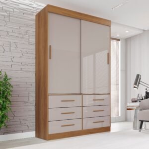 Guarda Roupa Solteiro 2 Portas 6 Gavetas Luana