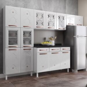Cozinha Completa 14 Portas 2 Gavetas 5 Vidros Mirage New