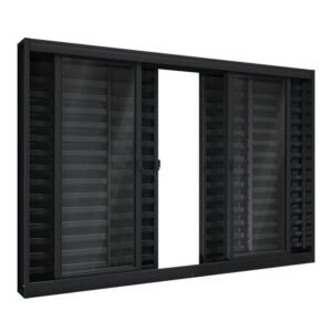 Janela de Aço Veneziana de Correr Central 6 Folhas 100x100cm Aço Pronto Riobras