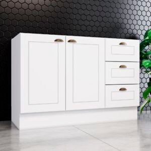 Balcão Gabinete 2 Portas 3 Gavetas 120cm Emily