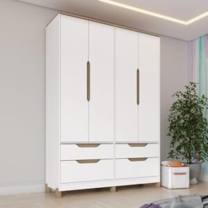 Guarda Roupa Retrô 100% MDF 4 Portas 4 Gavetas Aspen