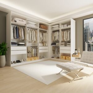 Conjunto Closet L Casal sem Portas 2 Módulos 6 Gavetas França