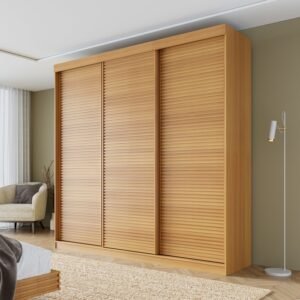 Guarda-roupa Casal 3 Portas de Correr Ripadas Samambaia