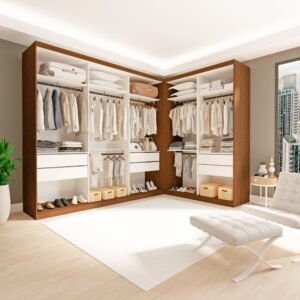 Conjunto Closet L Casal sem Portas 2 Módulos 6 Gavetas França
