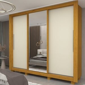 Guarda-roupa Casal 3 Portas 1 Porta Espelhada com Pés 100% MDF