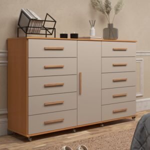 Cômoda Sapateira 1 Porta 10 Gavetas com Rodízio Monterrey