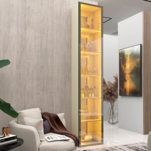 Cristaleira 1 Porta Reflecta com Fita Led e Espelho 100% Mdf Luminare