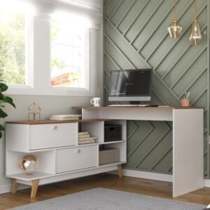 Escrivaninha Mesa Escritório Escrivaninha em L Retrô 136x120cm