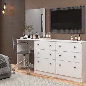 Cômoda Penteadeira 6 Gavetas e Espelho Maite