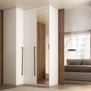 Guarda-Roupa Moldure Canto Reto 100% MDF 3 Portas com Espelho Espresso Móveis