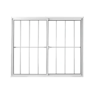 Janela de Alumínio de Correr 100x100cm 2 Folhas com Grade e Vidro Liso Linha Soft Mgm Branco