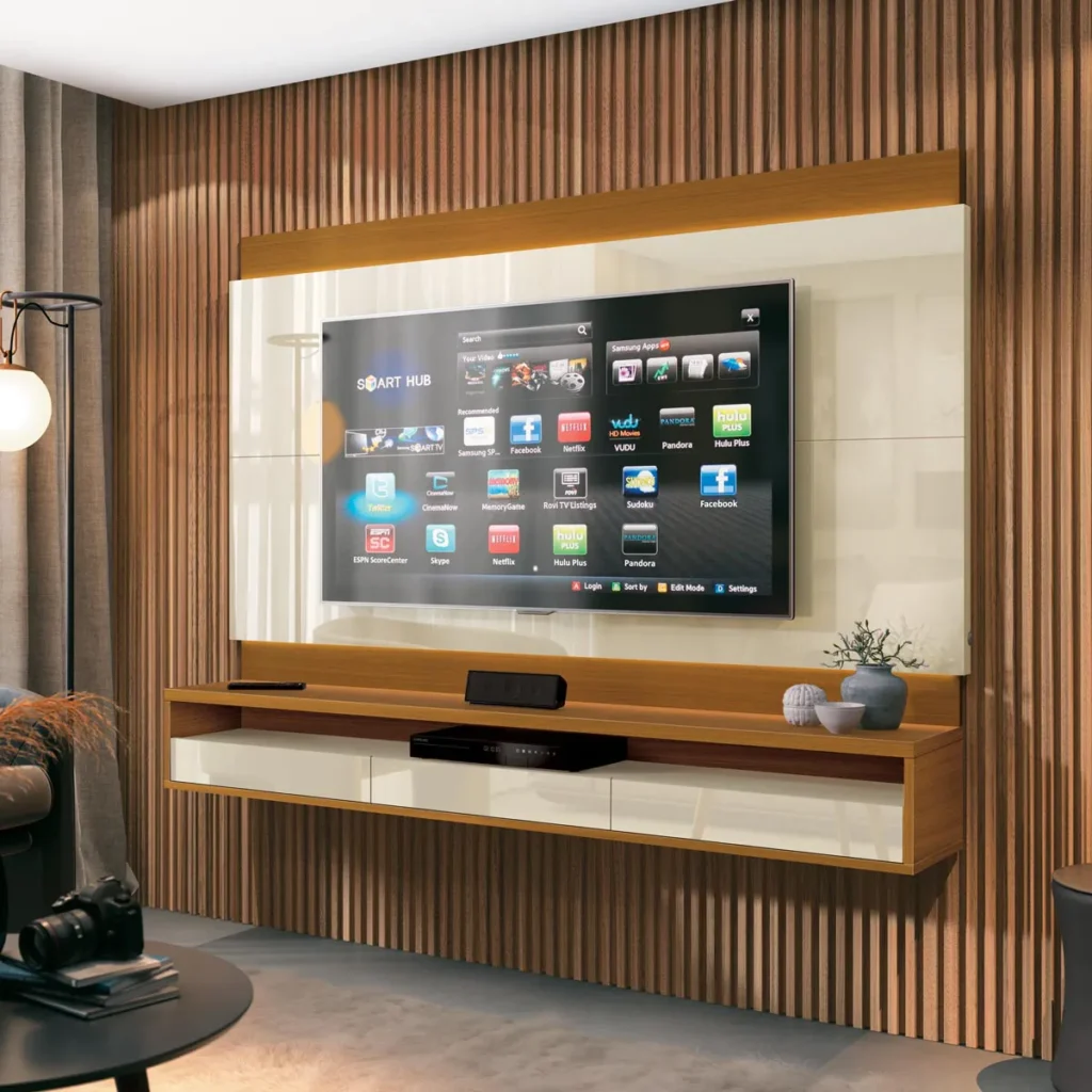 Painel Para TV Até 65 Polegadas Savoy 1.6 Off White com Cedro Natural