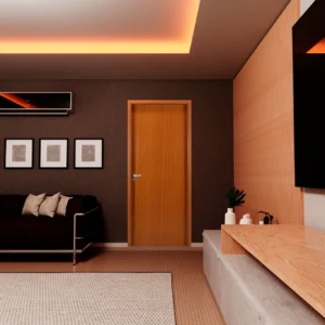 Kit Porta de Madeira Lisa 215x84cm com Batente de Mdf Ultra 10cm Melamínica Mgm Abertura Direita Mogno