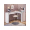 Escrivaninha Mesa Escritório Penteadeira em L Porta Objetos Jade 135,5cm Branca Branco