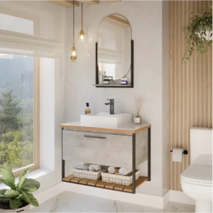 Gabinete para Banheiro com Cuba 80cm Palermo Titanium