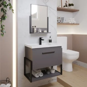 Gabinete para Banheiro com Cuba e Espelheira Istambul Titanium