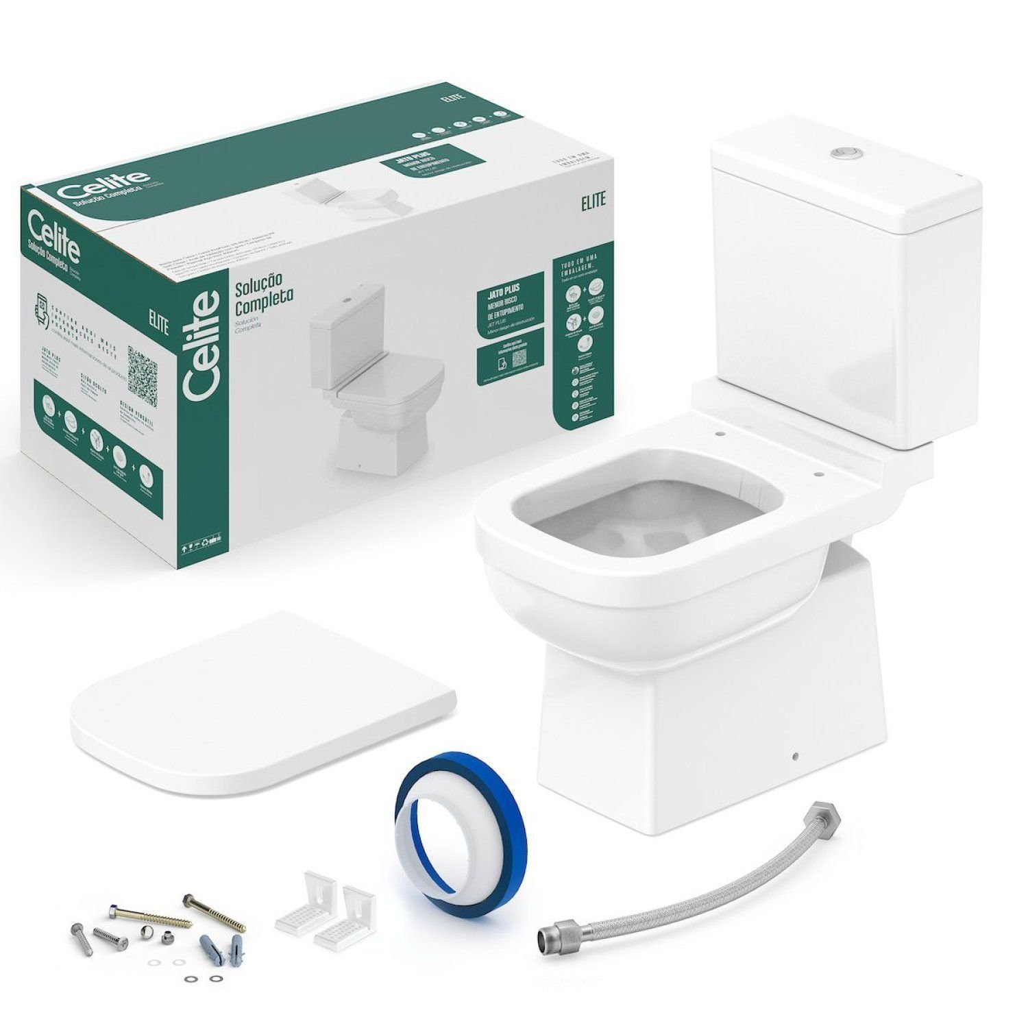 Vaso Sanitário com Caixa Acoplada e Assento Soft Close Elite Celite - Imagem 4