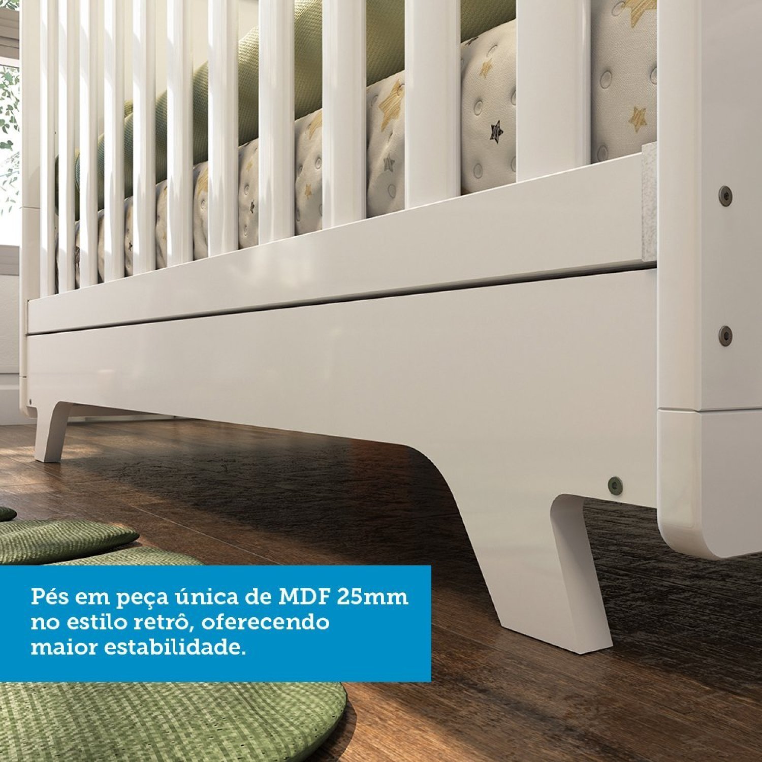 Quarto de Bebê Completo com Guarda Roupa, Cômoda e Berço 100% MDF Jolie Retrô - Imagem 11