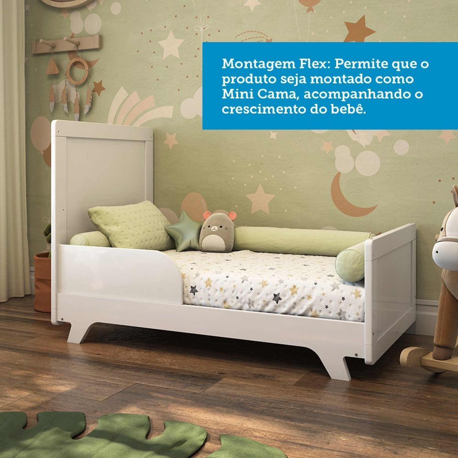 Quarto de Bebê Completo com Guarda Roupa, Cômoda e Berço 100% MDF Jolie Retrô - Imagem 12