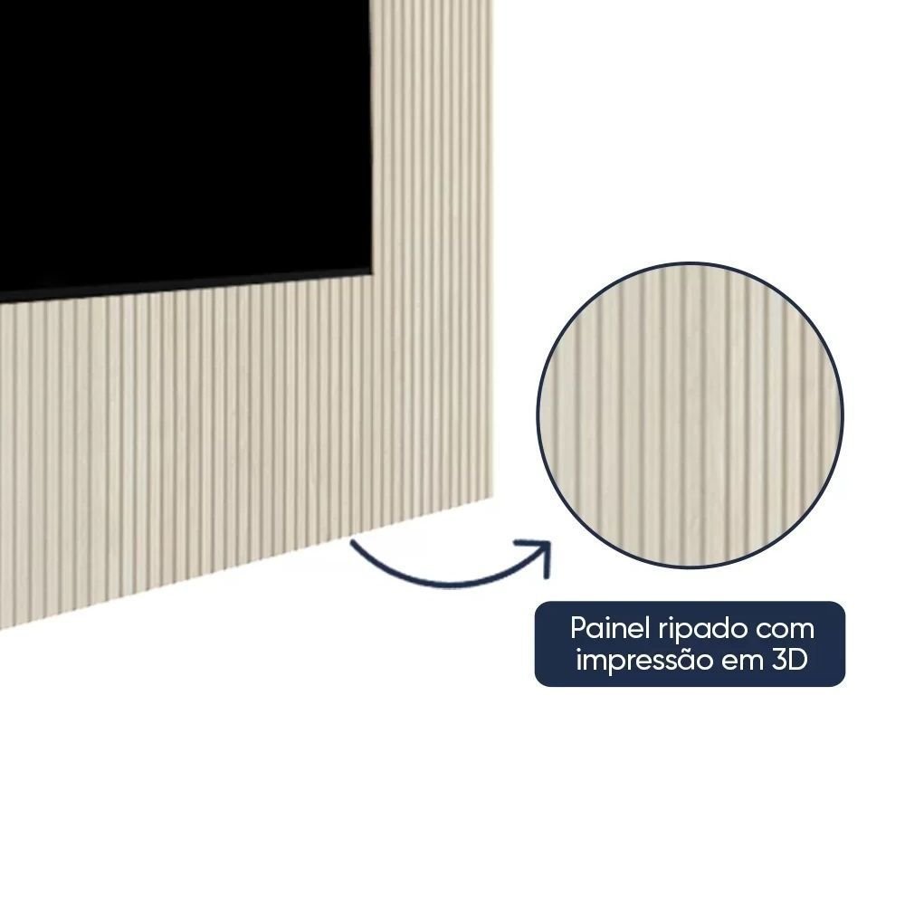 Rack com Painel Ripado para TV até 90 Polegadas com LED 100% MDF 224cmx250,5cm Impressão Ripada com Rodízios Requinte - Imagem 3