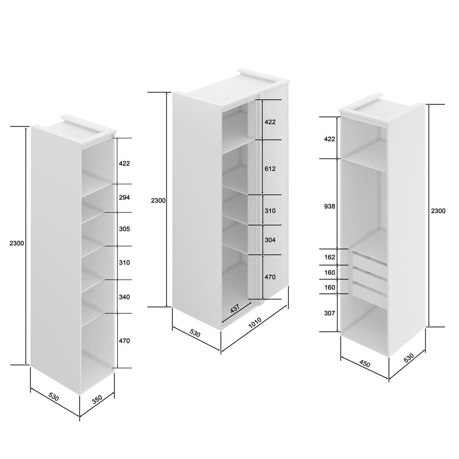 Guarda-Roupa de Canto Reto 3 Portas com Espelho 100% MDF Moldure - Imagem 6