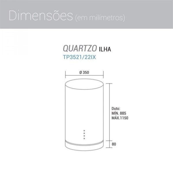 Coifa Ilha Redonda Quartzo 35cm TP3521IX Suggar 127V - Imagem 2