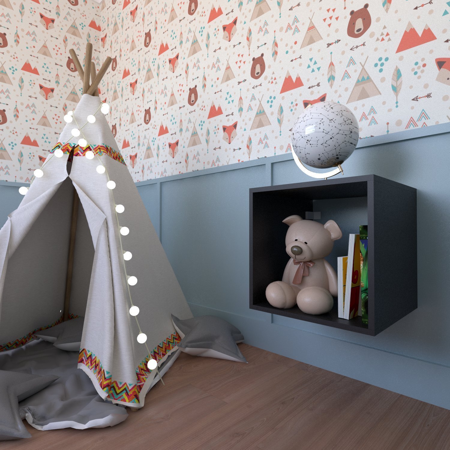 Nicho para Quarto Infantil Quadrado 40cm