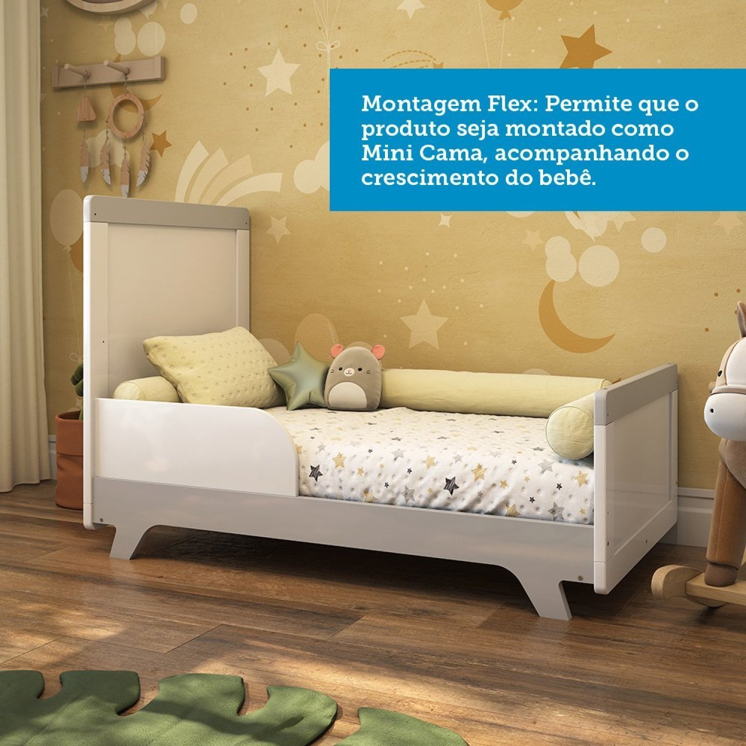 Quarto de Bebê Completo com Guarda Roupa, Cômoda e Berço 100% MDF Jolie Retrô - Imagem 13