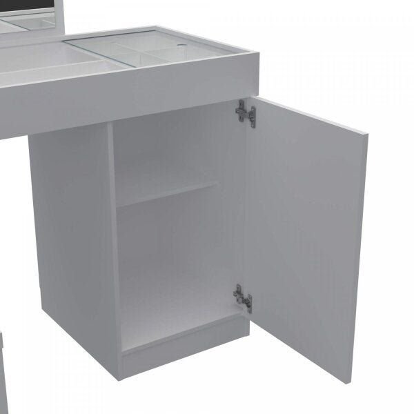 Escrivaninha Mesa Escritório Penteadeira de Canto com Espelho Star 1 Porta 136cm Branca - Imagem 9