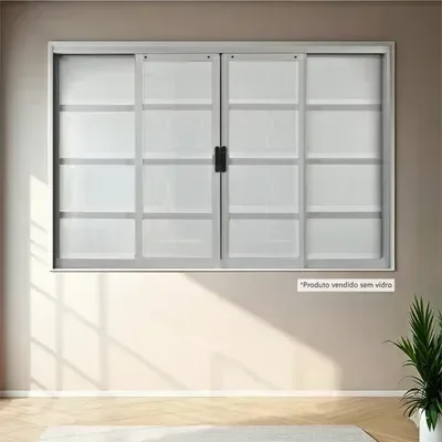 Janela de Aço de Correr 100x150cm 4 Folhas com Grade Minas Sul MGM - Imagem 2