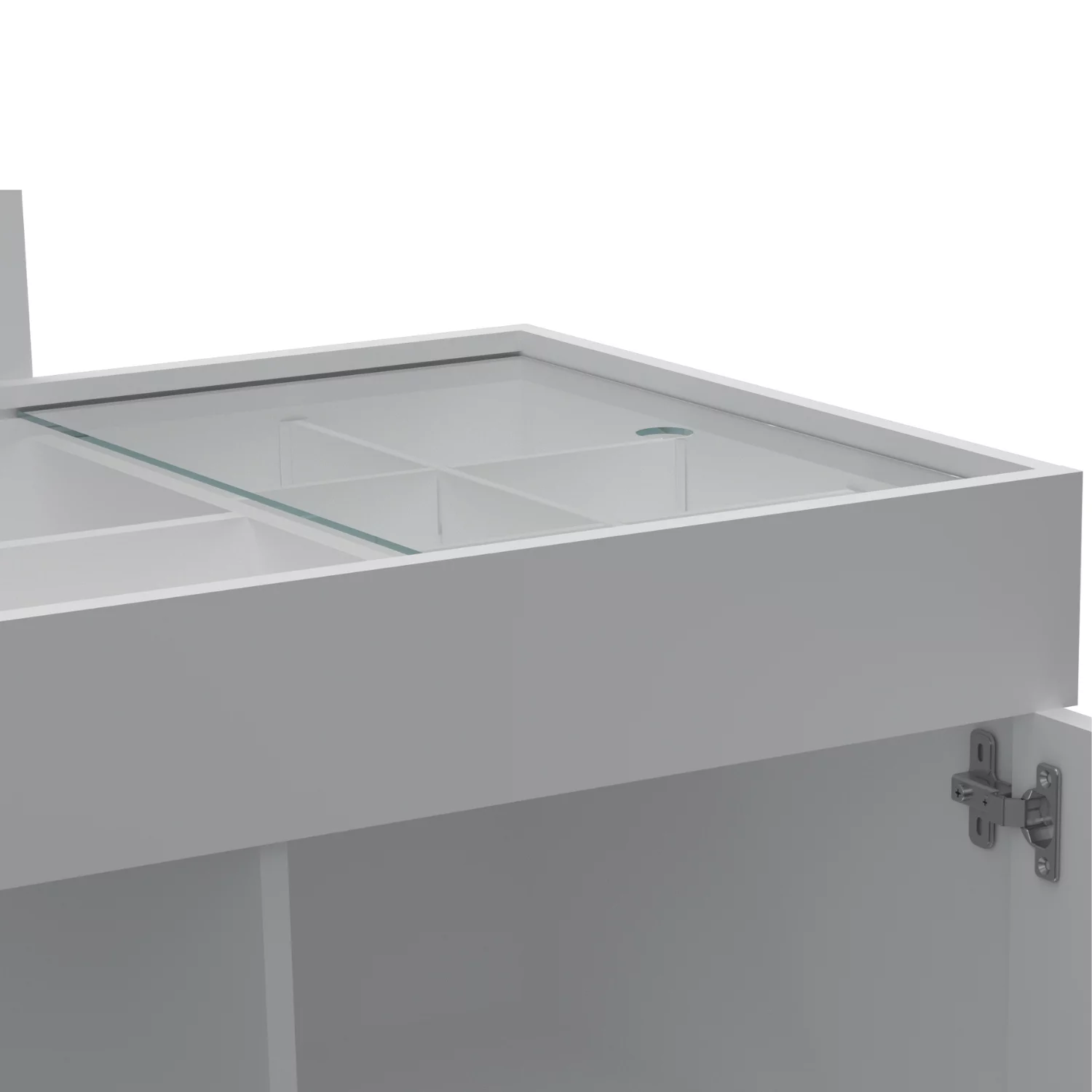 Escrivaninha Mesa Escritório Penteadeira de Canto com Espelho Star 1 Porta 136cm Branca - Imagem 11