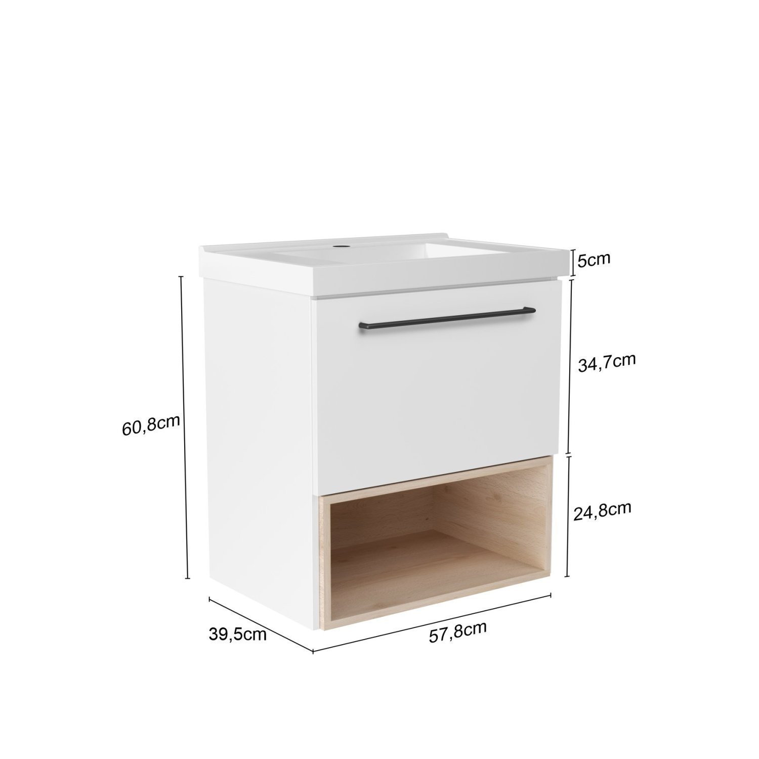 Gabinete para Banheiro sem Tampo 60cm Gales - Imagem 4