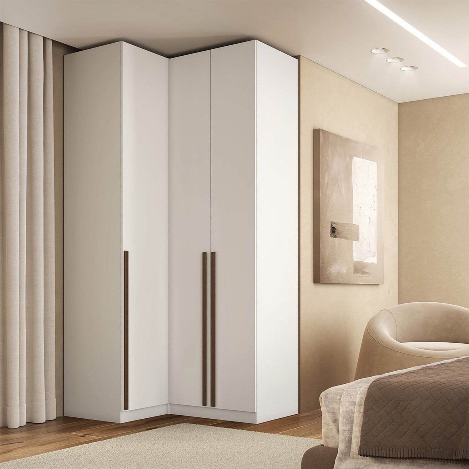 Guarda-Roupa de 3 Portas Canto Reto 100% MDF Branco Altezza Trend