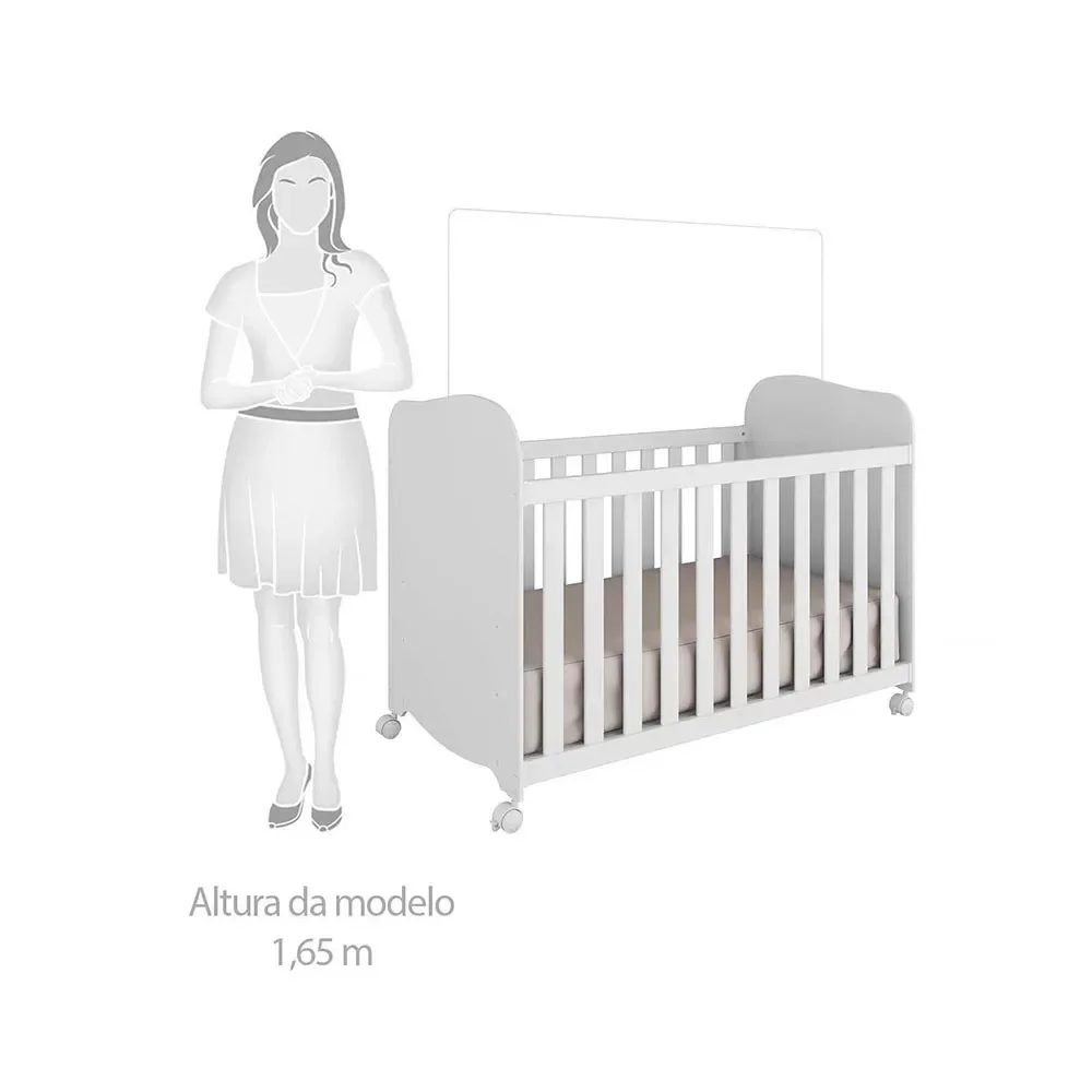 Quarto de Bebê Completo com Guarda Roupa 4 Portas com Janelas Cômoda e Berço 100% MDF Mimo Espresso Móveis - Imagem 7