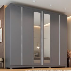 Guarda-roupa Casal 6 Portas com Pés e Espelho Monte Carlo