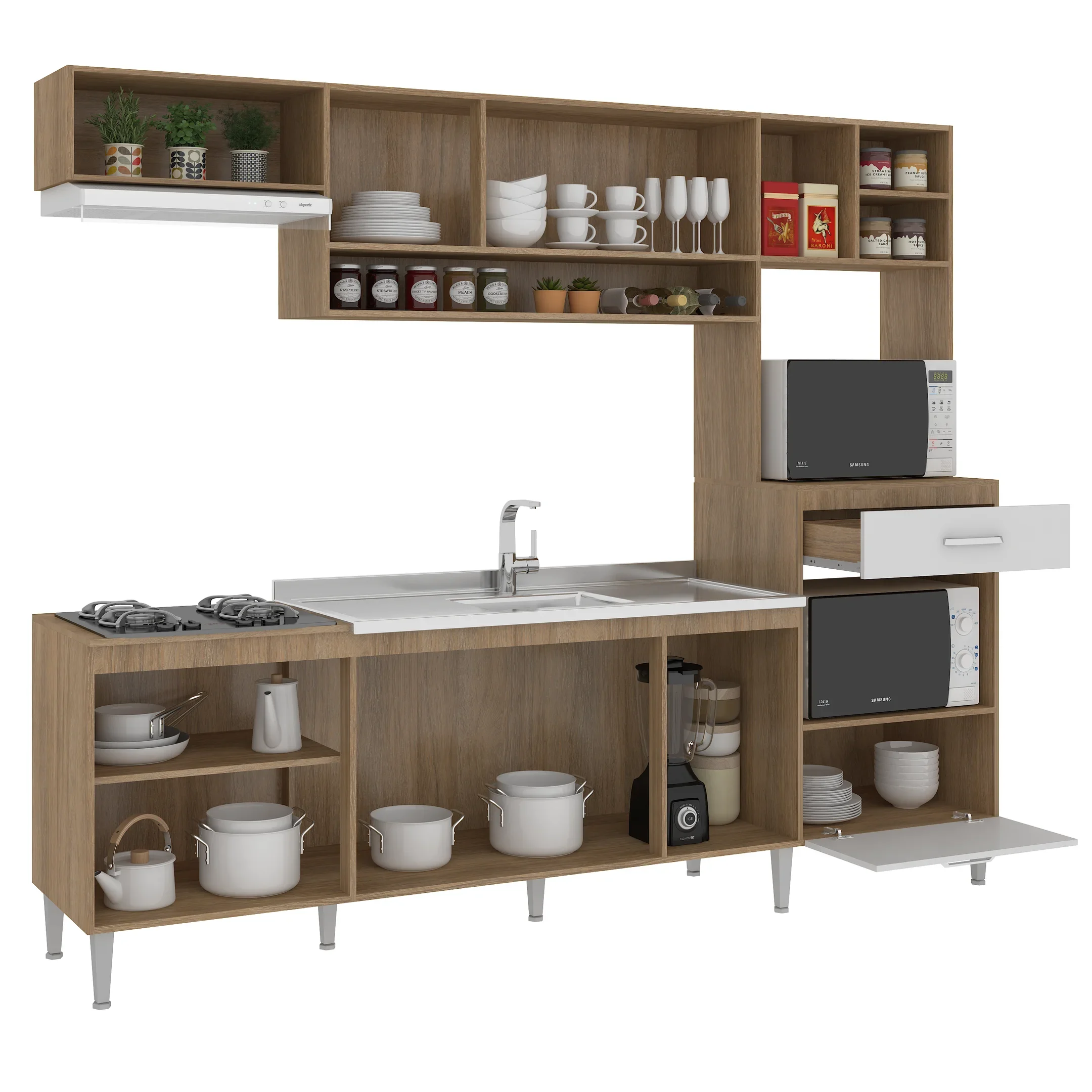 Cozinha Compacta Modulada 8 Portas 1 Gaveta Inova - Imagem 3