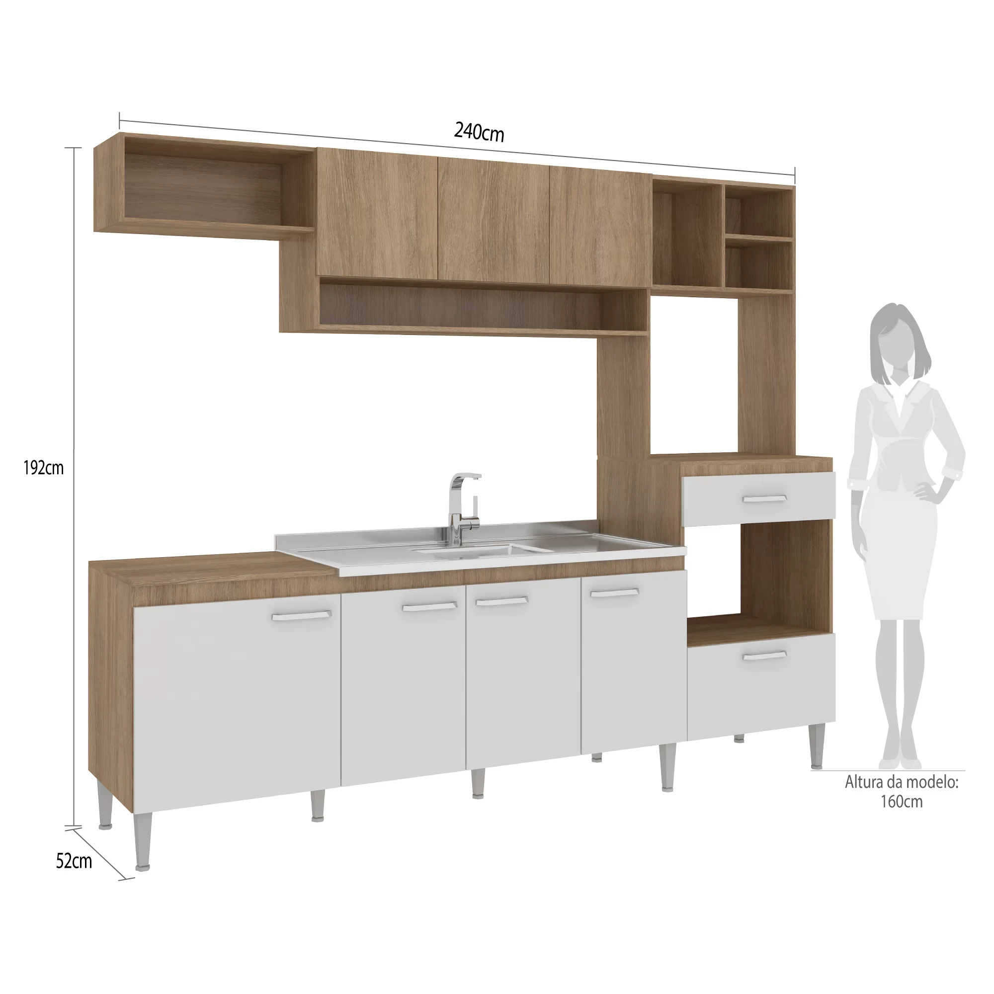Cozinha Compacta Modulada 8 Portas 1 Gaveta Inova - Imagem 2