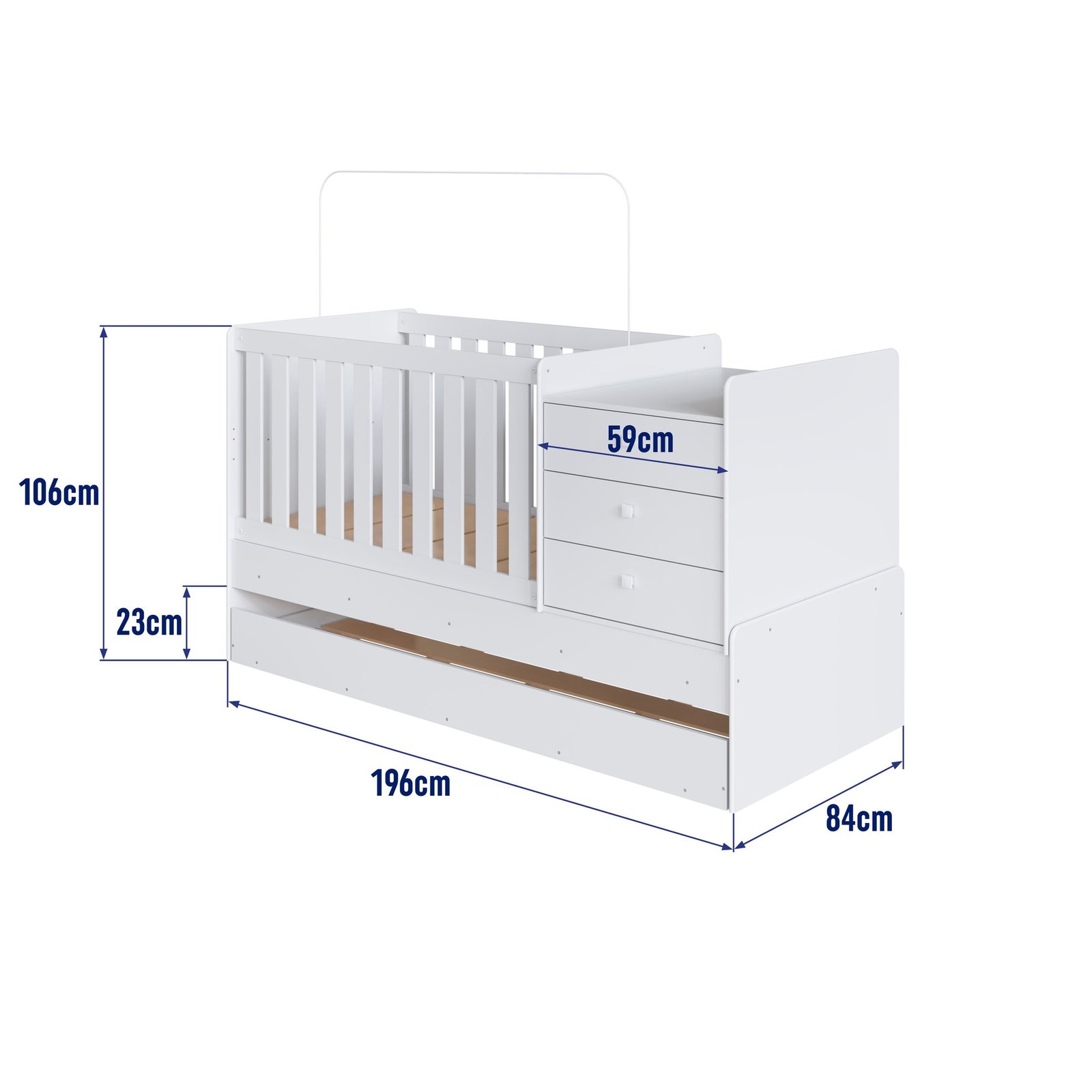 Berço Cama Multifuncional com Cama Auxiliar 3 Gavetas - Imagem 3