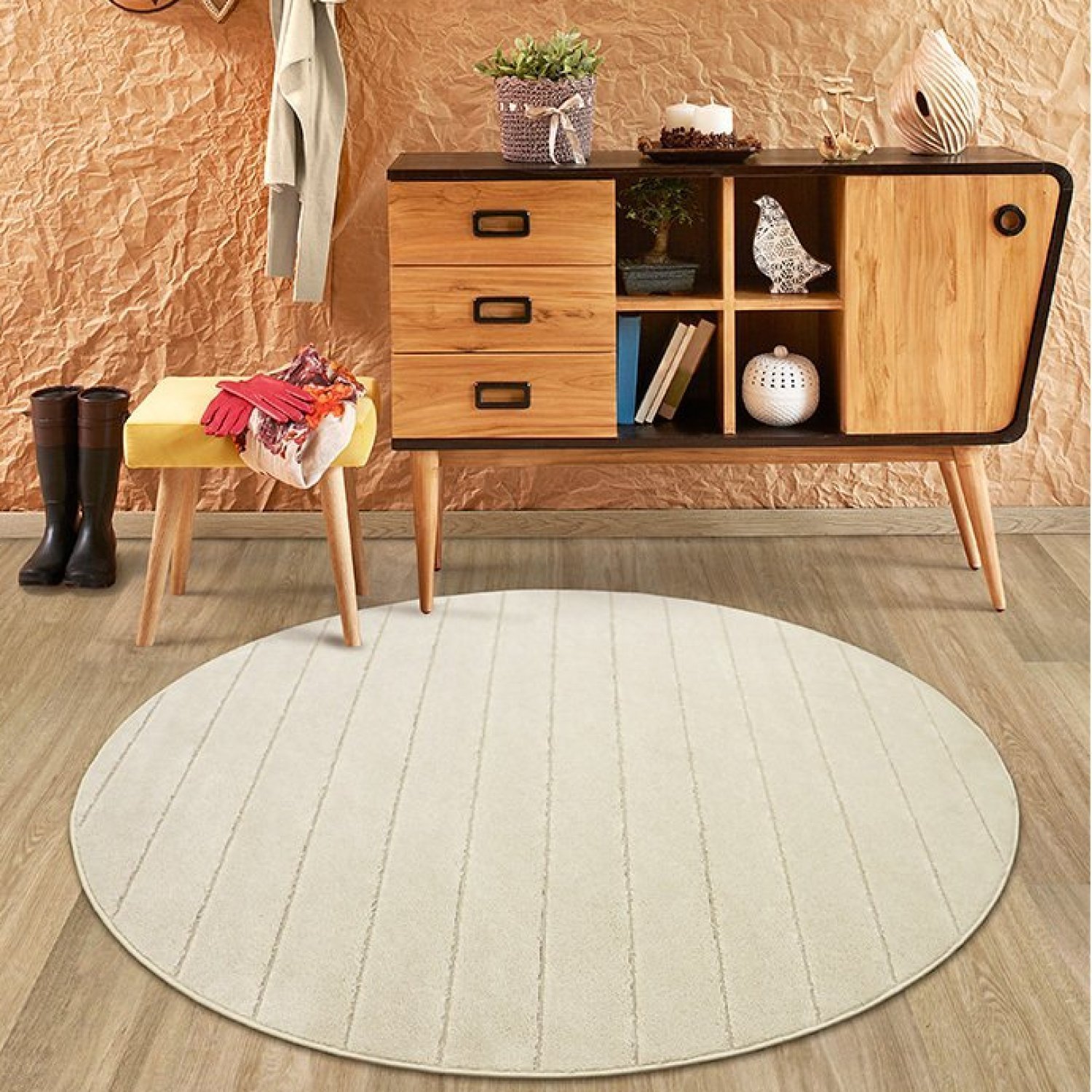 Tapete Redondo 140cm Chevron Tapetes São Carlos